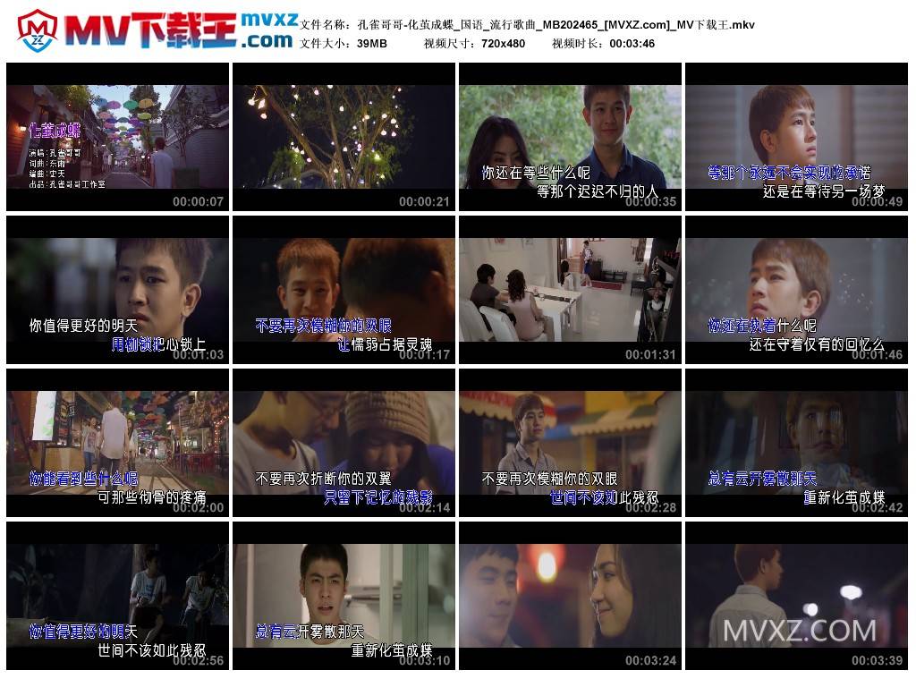 孔雀哥哥-化茧成蝶_国语_流行歌曲_MB202465